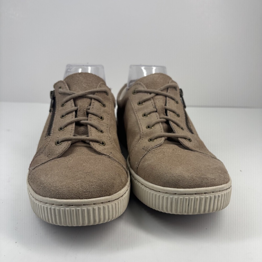 Born Tamara Women's US 10M Taupe Suede Low-Top Casual Sneakers Lace-Up Side Zip - Picture 3 of 16